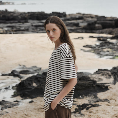 Boyfriend Tee - Earth Stripes