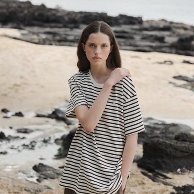 Boyfriend Tee - Earth Stripes