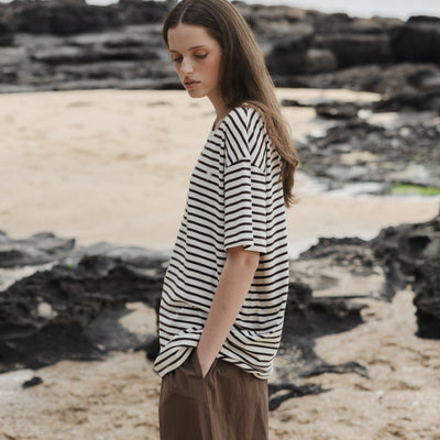 Boyfriend Tee - Earth Stripes