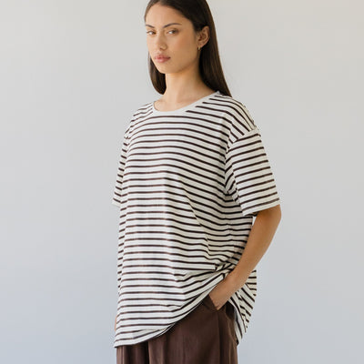 Boyfriend Tee - Earth Stripes