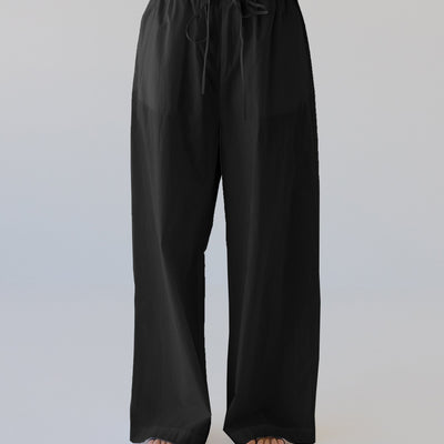 Cotton Wide Leg Pant - Black