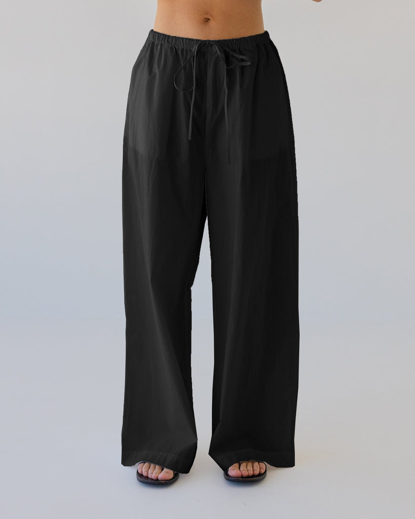 Cotton Wide Leg Pant - Black