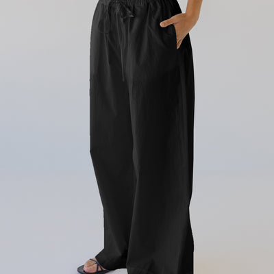 Cotton Wide Leg Pant - Black