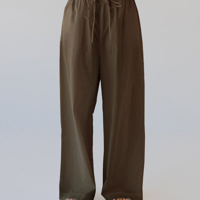 Cotton Wide Leg Pant - Cocoa