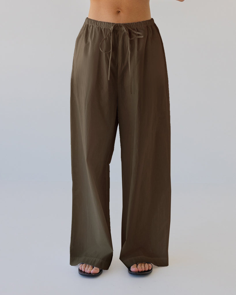 Cotton Wide Leg Pant - Cocoa