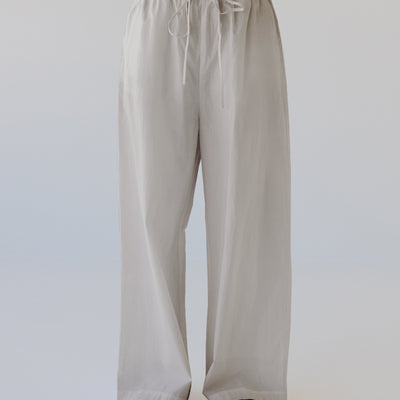 Cotton Wide Leg Pant - Oyster