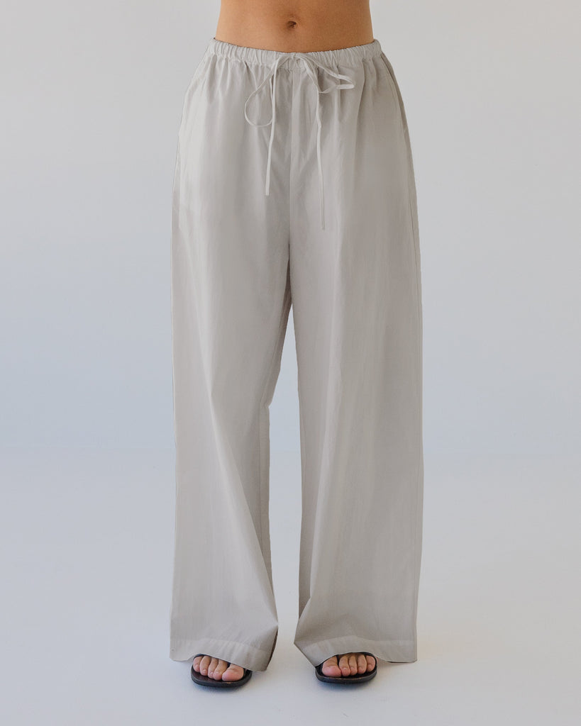 Cotton Wide Leg Pant - Oyster