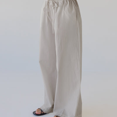 Cotton Wide Leg Pant - Oyster