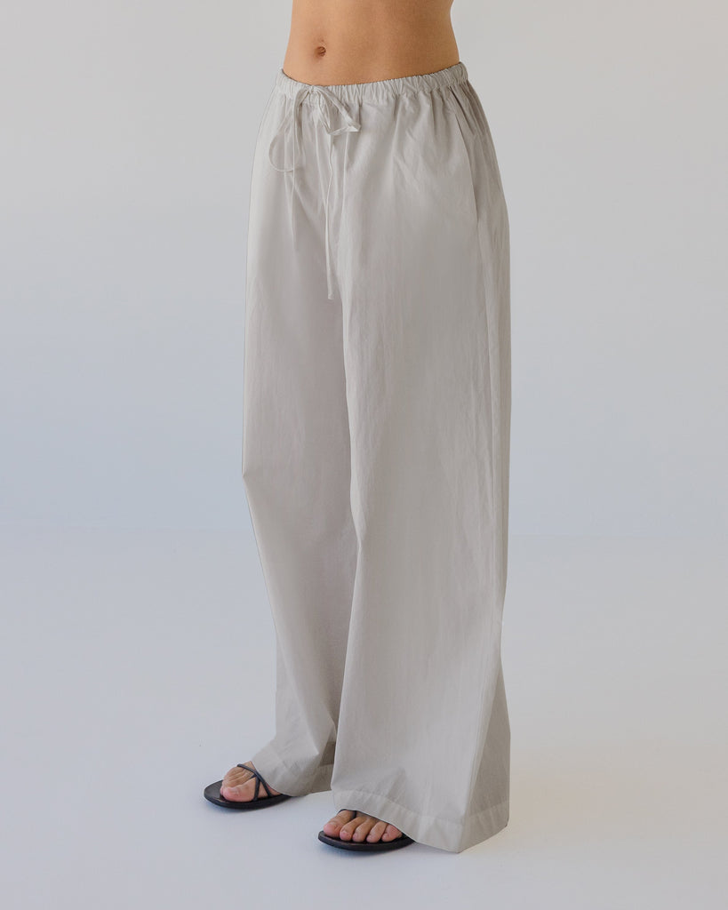 Cotton Wide Leg Pant - Oyster