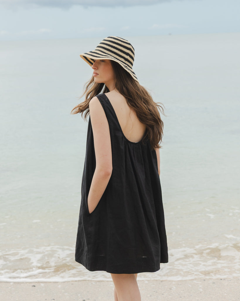 Linen Mini Dress - Black