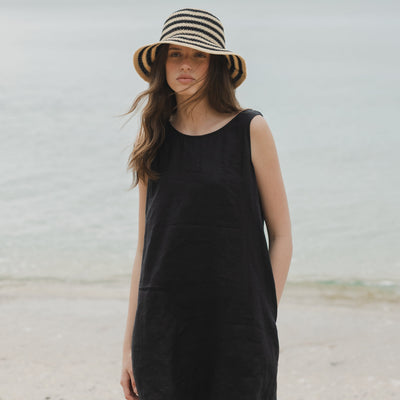 Linen Mini Dress - Black