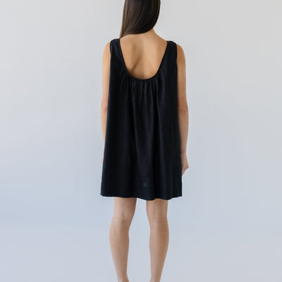 Linen Mini Dress - Black