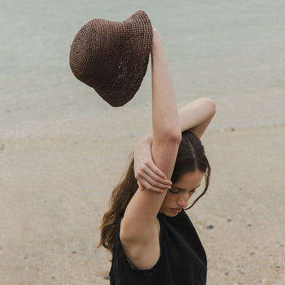 Little Brim Raffia Hat - Earth