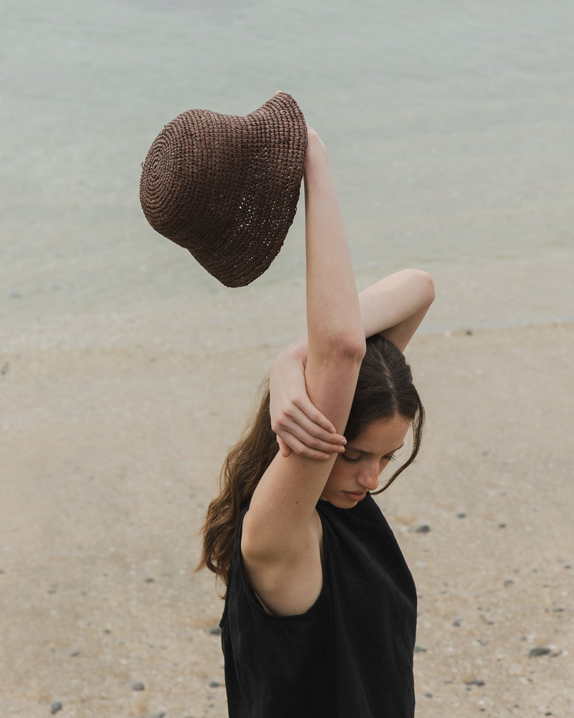 Little Brim Raffia Hat - Earth