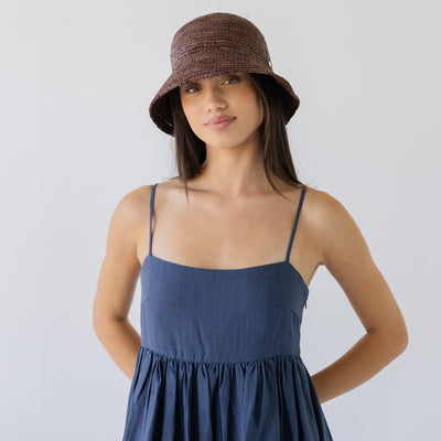 Little Brim Raffia Hat - Earth