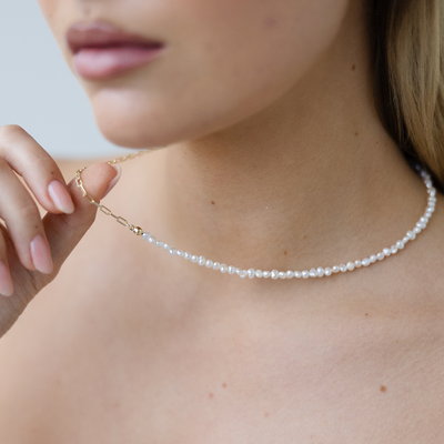 Pearl Mini Link Necklace