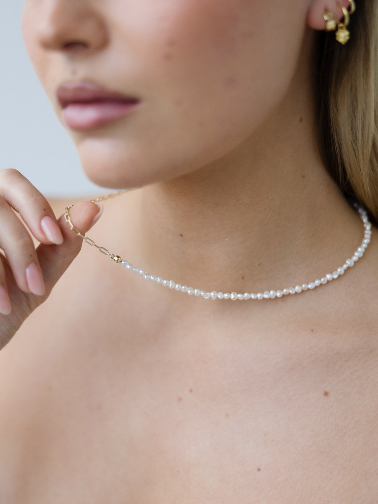 Pearl Mini Link Necklace