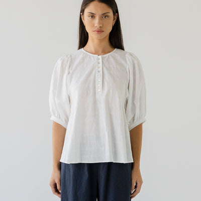 Shell Buttons Blouse - Chalk