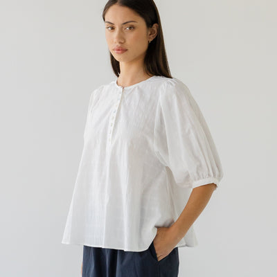 Shell Buttons Blouse - Chalk