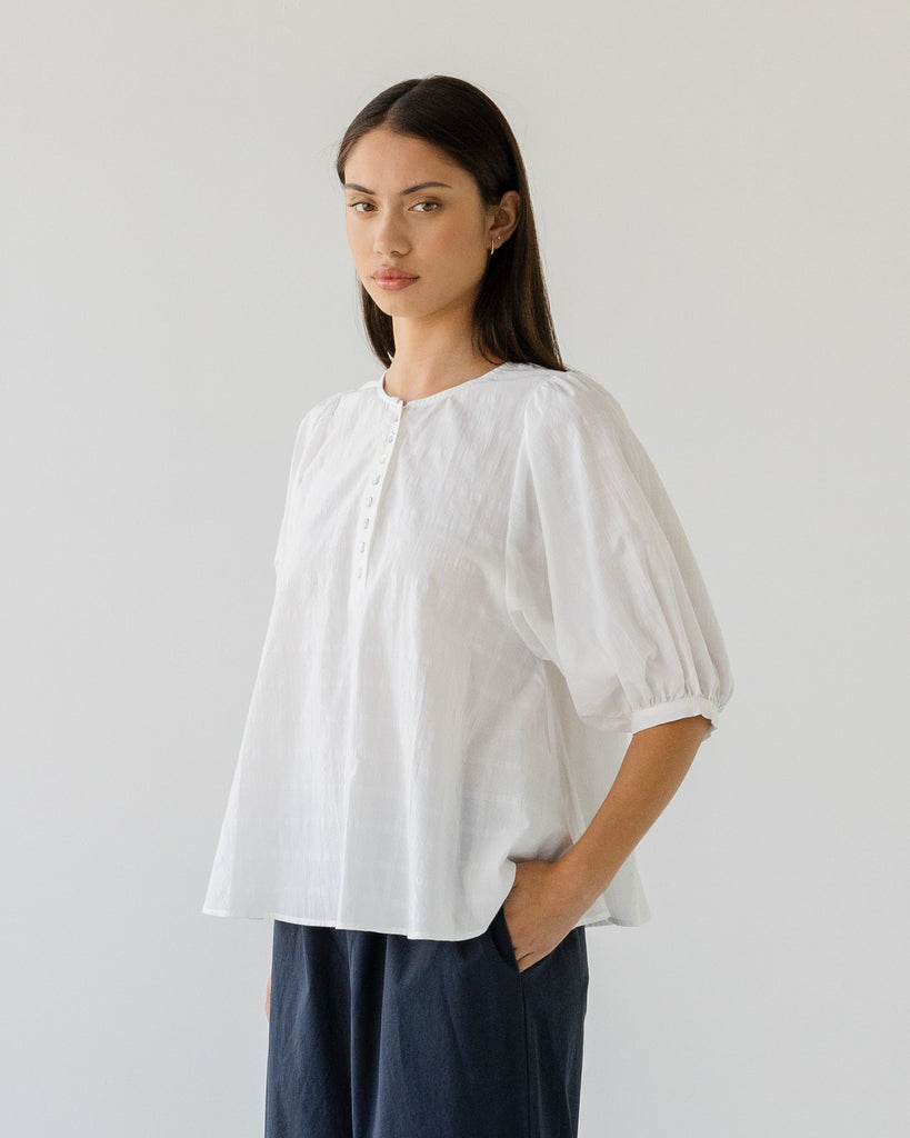 Shell Buttons Blouse - Chalk