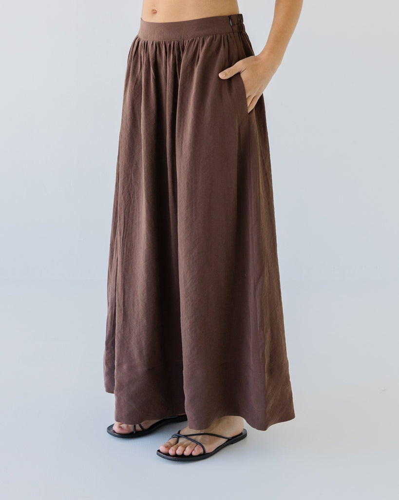 Silky Maxi Skirt - Earth