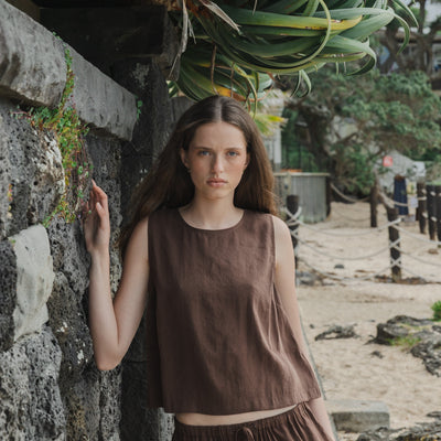 Silky Shell Buttons Top - Earth