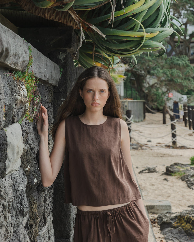 Silky Shell Buttons Top - Earth
