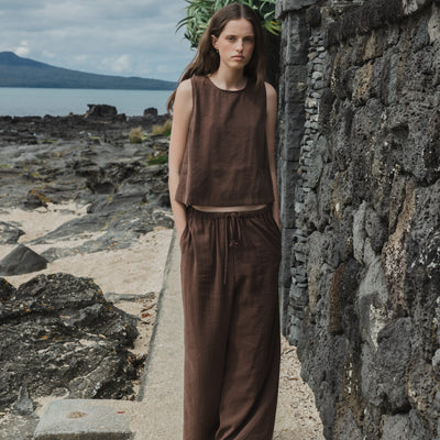 Silky Wide Leg Pant - Earth
