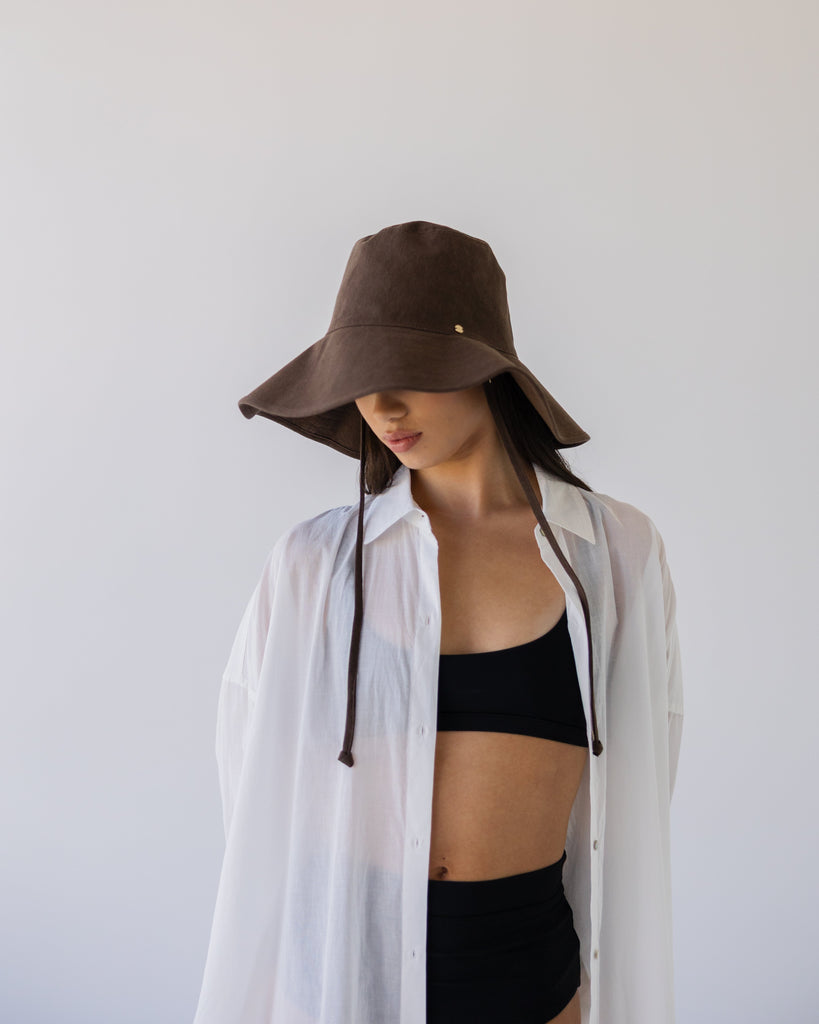 Wide Brim Bucket Hat - Earth