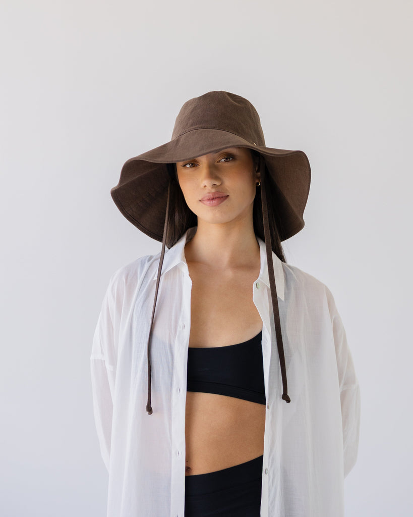 Wide Brim Bucket Hat - Earth