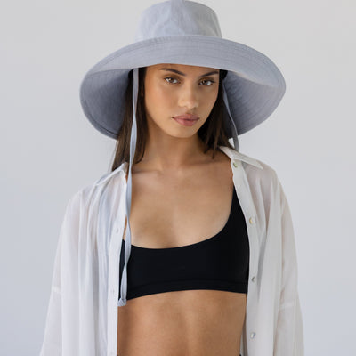 Wide Brim Bucket Hat - Sky