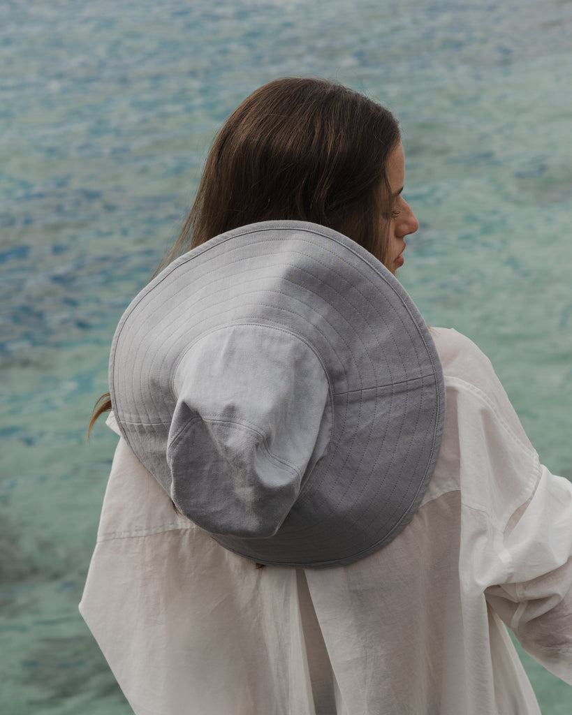 Wide Brim Bucket Hat - Sky
