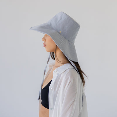 Wide Brim Bucket Hat - Sky