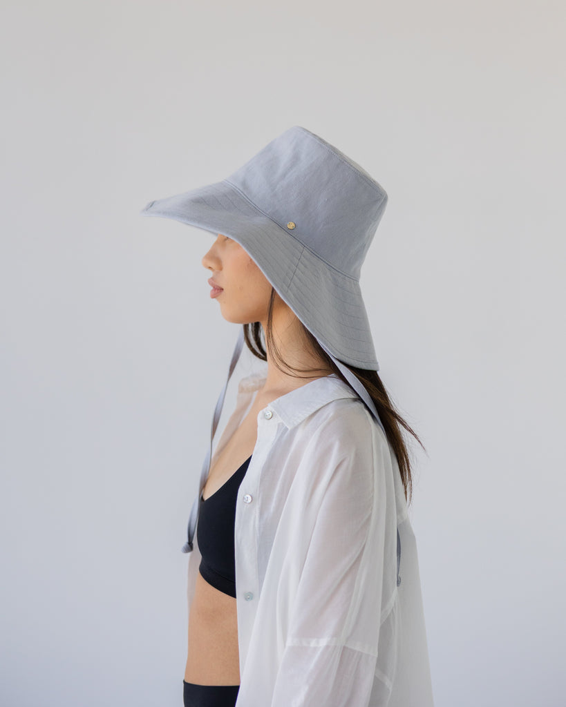Wide Brim Bucket Hat - Sky