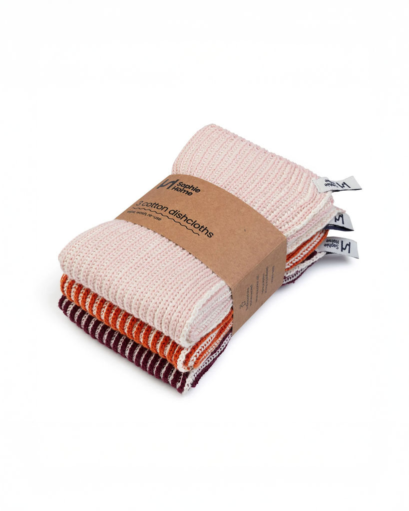Dishcloth Set - Pink Stripe