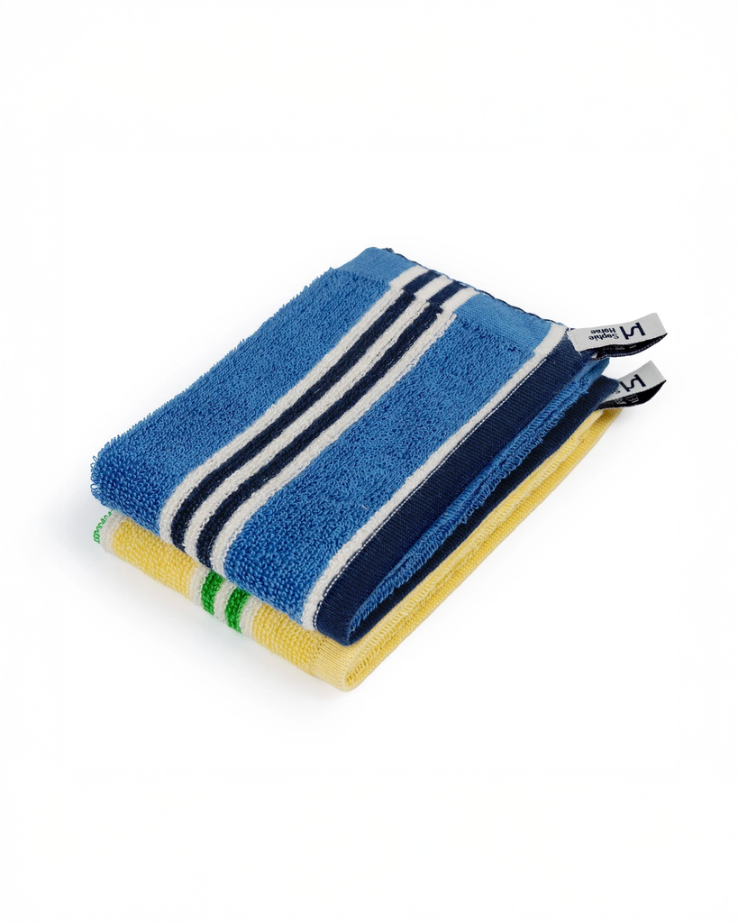 Stripe Face Cloth - Cobalt / Yellow
