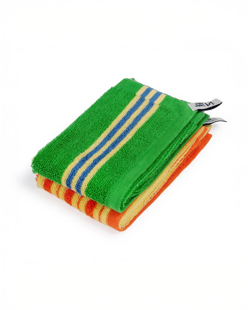 Stripe Face Cloth - Green / Orange
