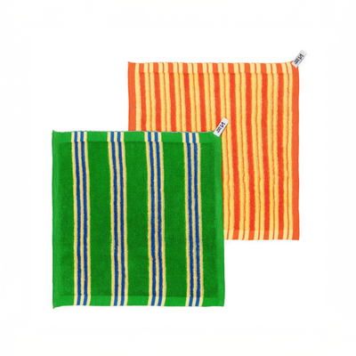Stripe Face Cloth - Green / Orange