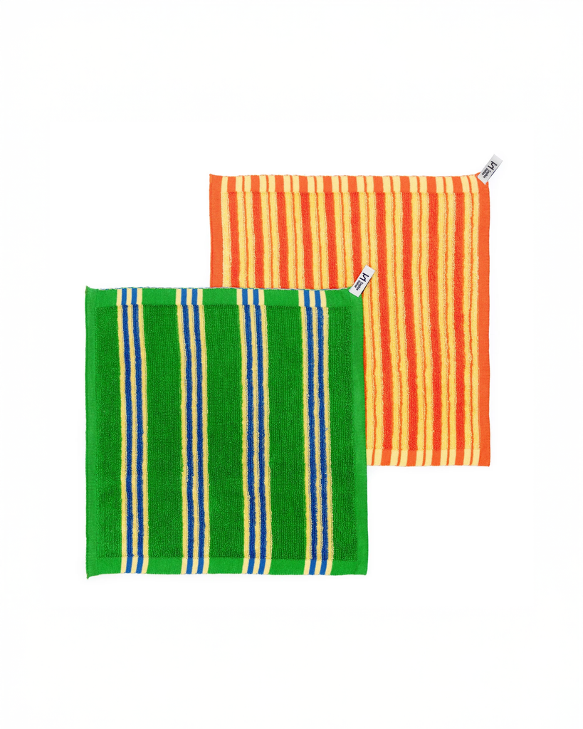 Stripe Face Cloth - Green / Orange