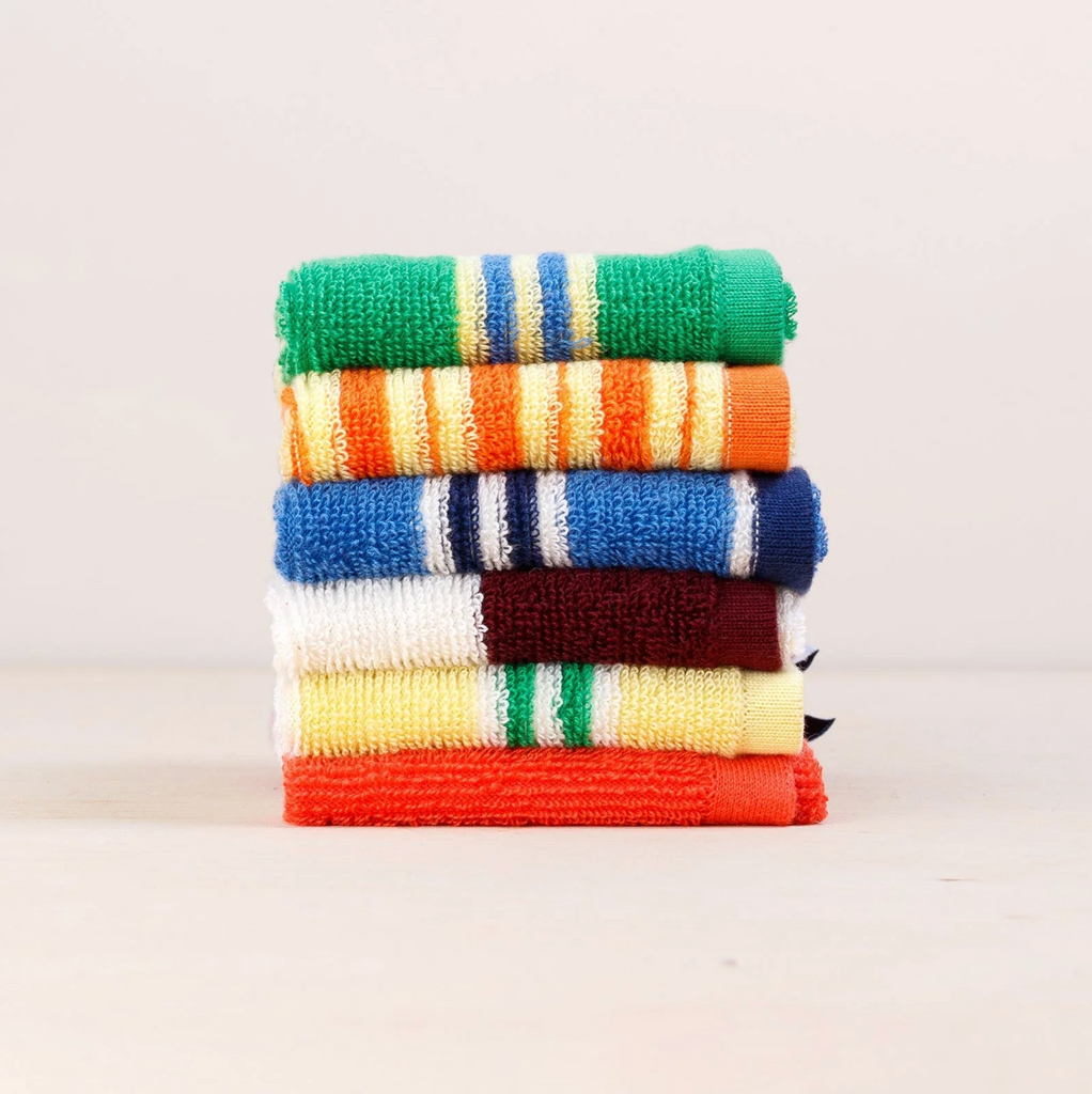 Stripe Face Cloth - Green / Orange