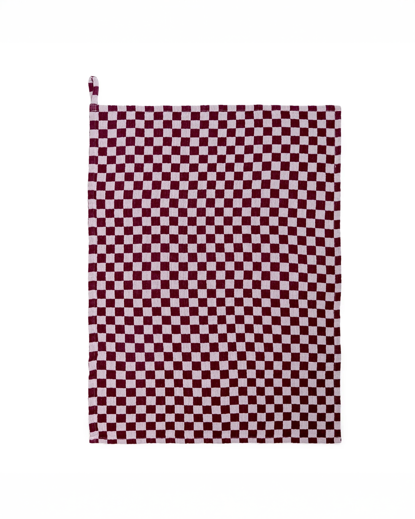 Tea Towel - Burgundy Check