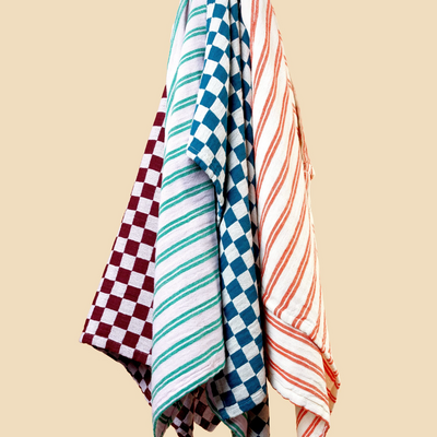 Tea Towel - Burgundy Check