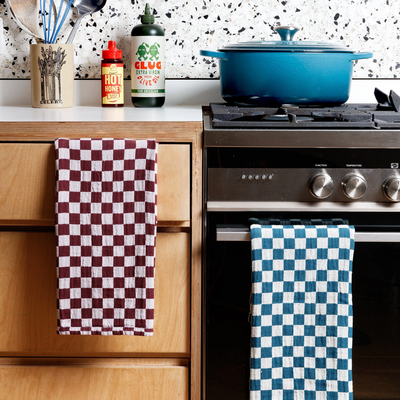 Tea Towel - Burgundy Check