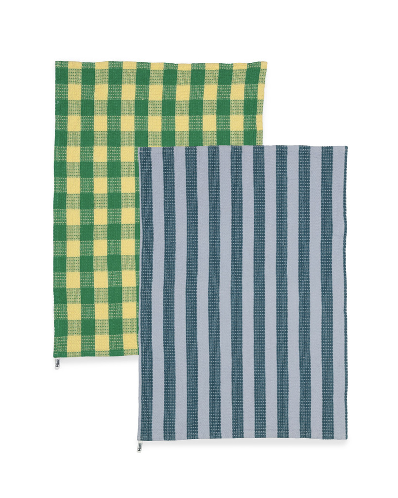 Tea Towel Set - Green Check