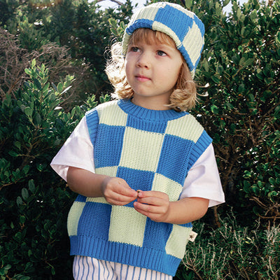 Sunday Beanie - Blue & Lime