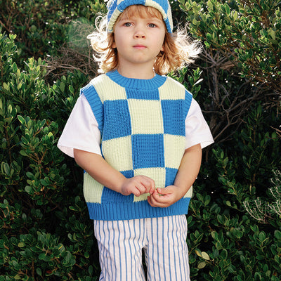 Sunday Beanie - Blue & Lime