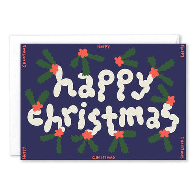 Xmas Card - Holly Happy Christmas