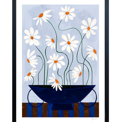 Print - Daisies in Blue Vase
