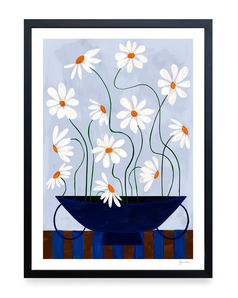 Print - Daisies in Blue Vase