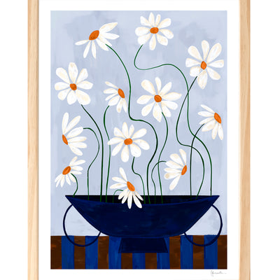 Print - Daisies in Blue Vase